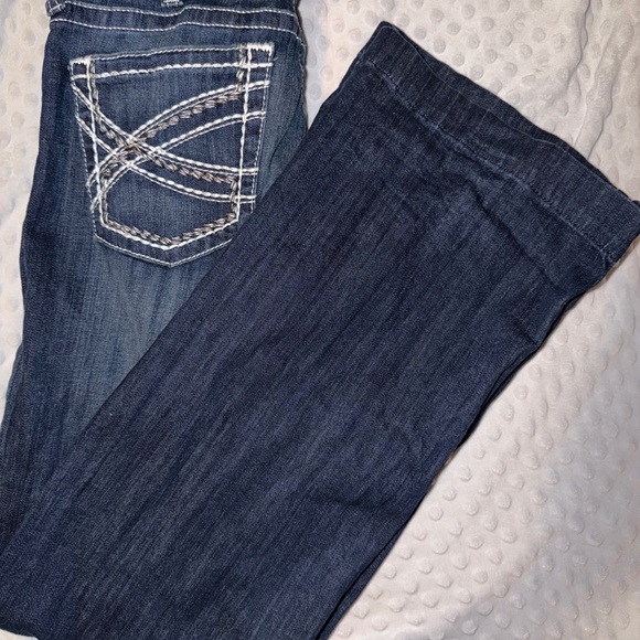 Ariat Denim - Ariat Dark Blue Boot Cut Jeans with White Embroidered Pocket